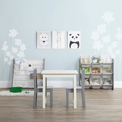 Children's Toy Organiser Shelf with 9 Storage Boxes, Grey/White