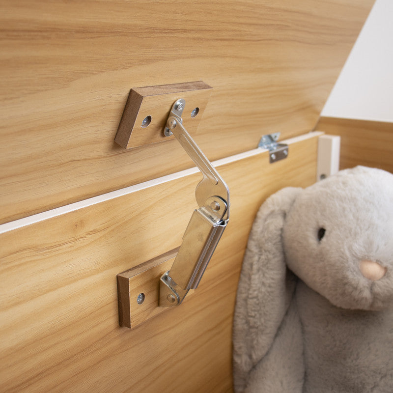 Hinged Toy Storage Chest with Lid, Natural Wood