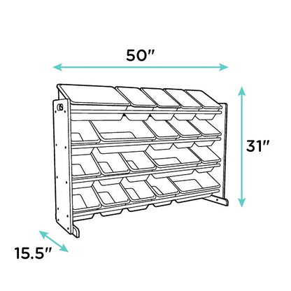 Children's Toy Organiser Shelf with 20 Storage Boxes, Espresso/White