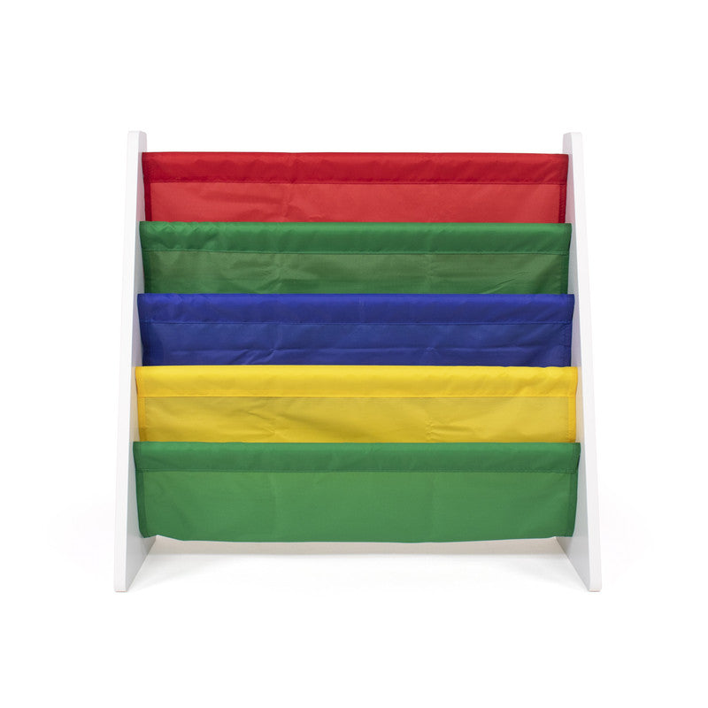 Children's Bookcase Storage Rack with 4 Tiers, White/Primary