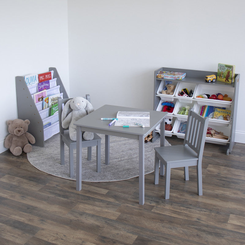 Children's Bookcase Storage Rack with 6 Tiers, Grey/White