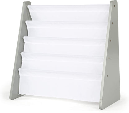 Children's Bookcase Storage Rack with 4 Tiers, Grey/White