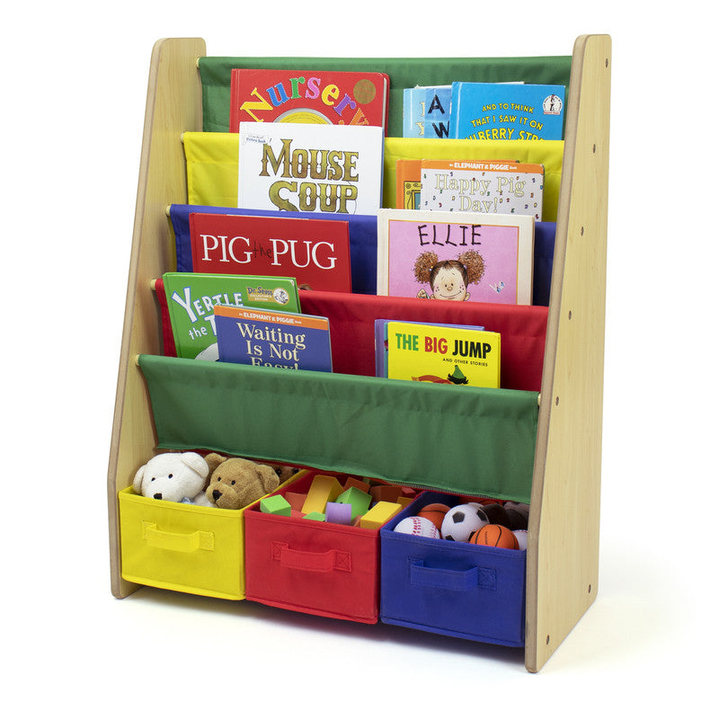 Children's Bookcase Storage Rack with 4 Tiers, Primary