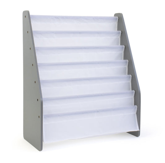 Children's Bookcase Storage Rack with 6 Tiers, Grey/White