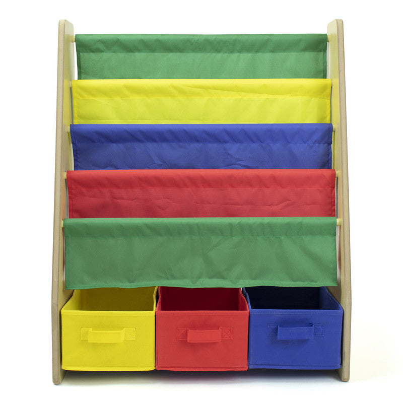 Children's Bookcase Storage Rack with 4 Tiers, Primary