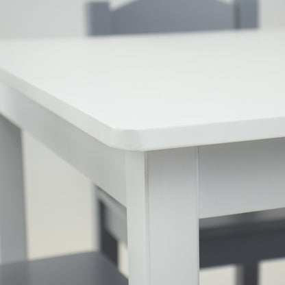 Children's Wooden Square Table and 4 Chairs Set, White/Grey