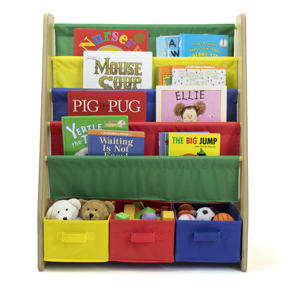 Children's Bookcase Storage Rack with 4 Tiers, Primary