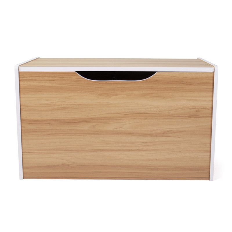 Hinged Toy Storage Chest with Lid, Natural Wood