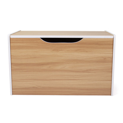 Hinged Toy Storage Chest with Lid, Natural Wood