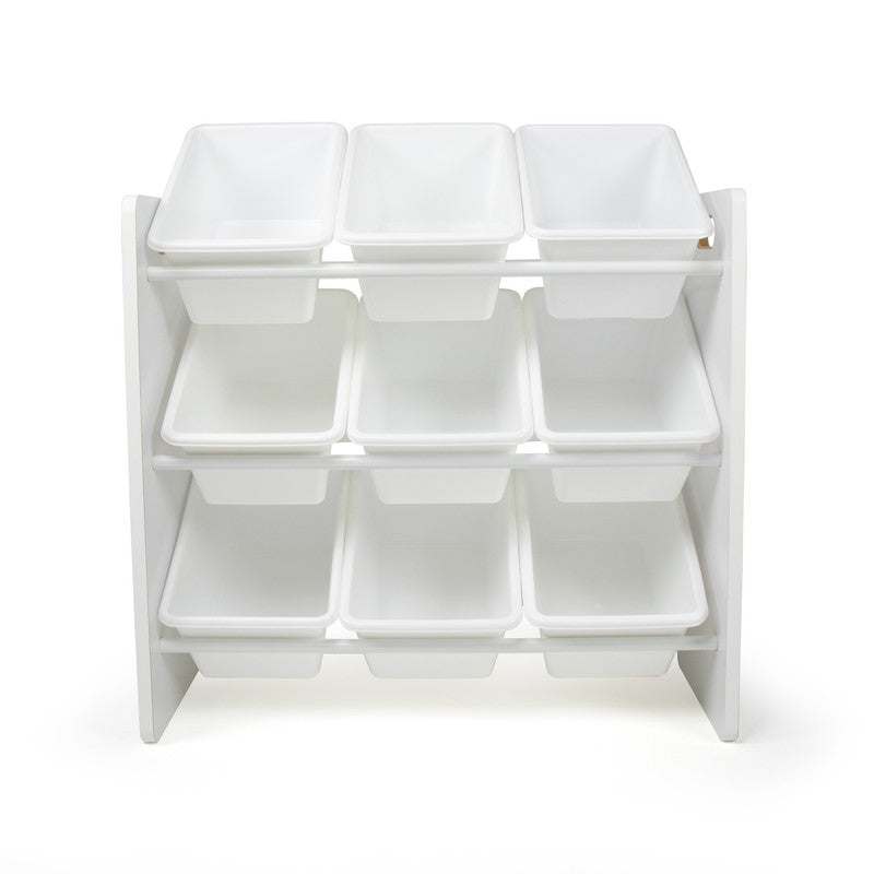 Children's Wooden Toy Organiser with 9 Storage Boxes, White