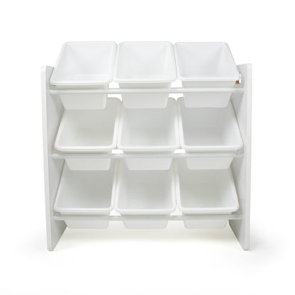 Children's Wooden Toy Organiser with 9 Storage Boxes, White